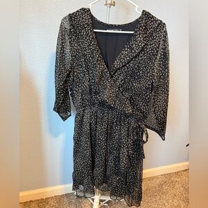 Abercrombie & Fitch Black and Gray Patterned Long Sleeve Dress
